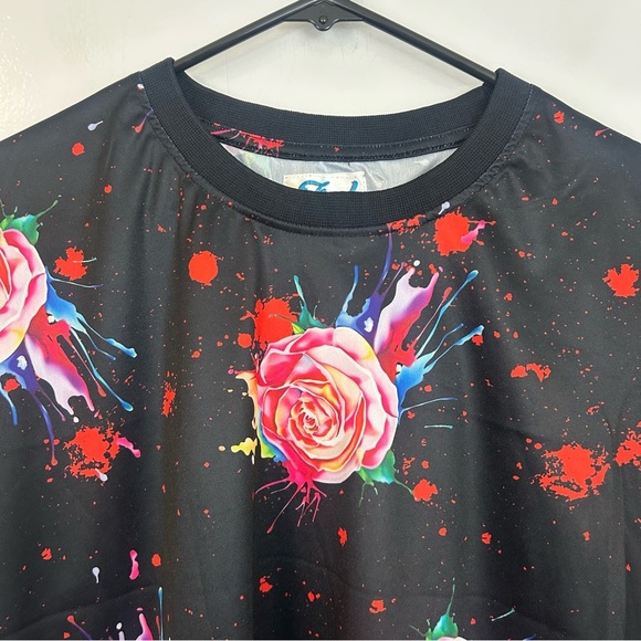 NWT Fresh Prince Y2K 90s Rose Floral Print Long Sleeve Polyester T-shirt Size 3X - Picture 2 of 9